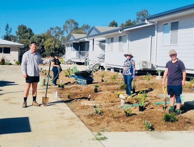 Rotary Club of Roma members at a Pinaroo working bee, 2023